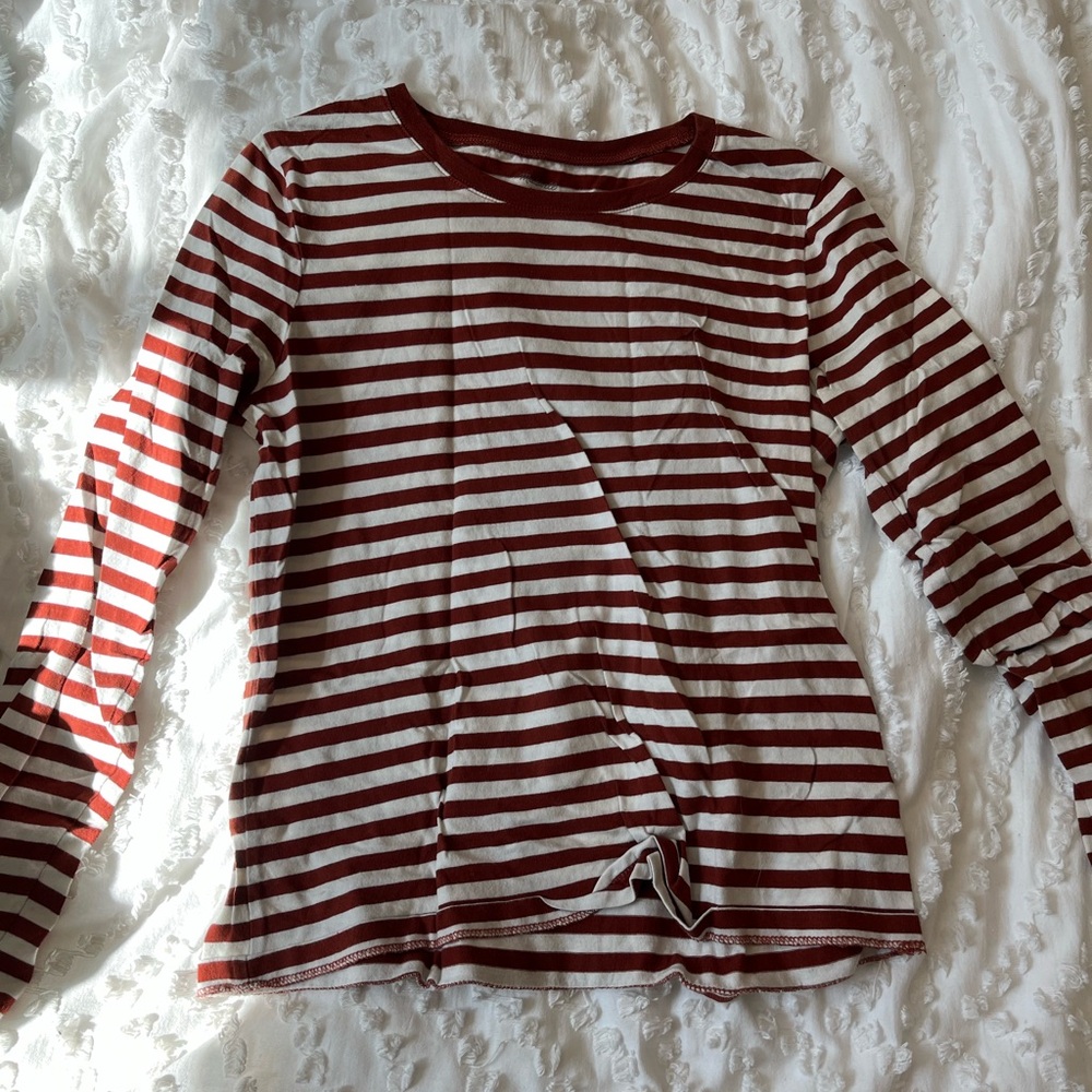 Madewell Red and White Long Sleeve Tee